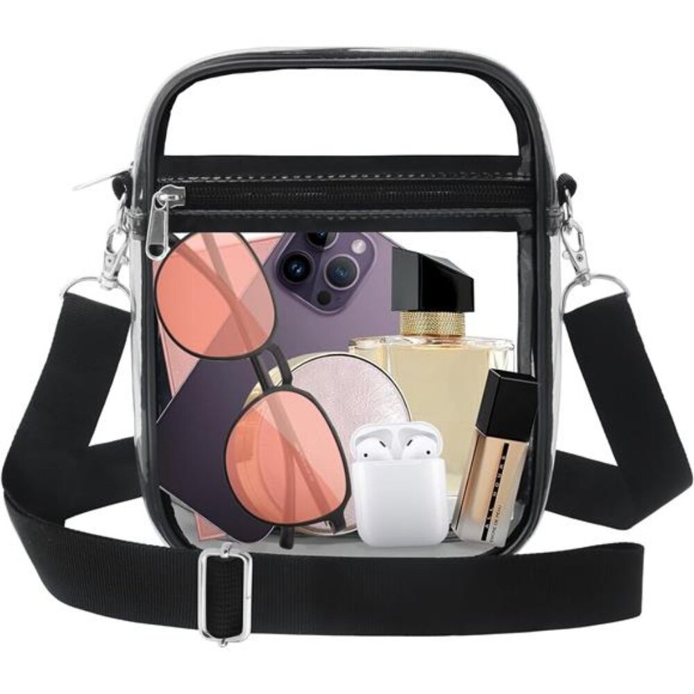 Clear Crossbody Bag, Stadium Approved Clear Purse Bag for Concerts Sports Events